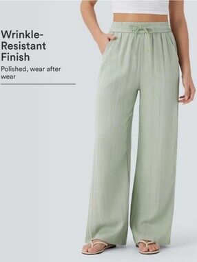 NWT HALARA  Wide-Leg Drawstring Pants Linen Like Various Colors & Sizes